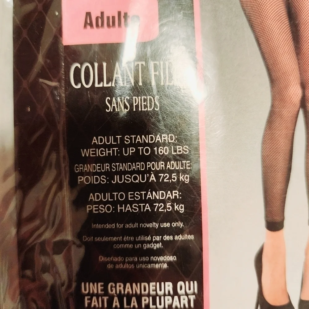 NWT Black Footless Fishnet Tights One Size Fits Most Sexy Lingerie Cosplay New